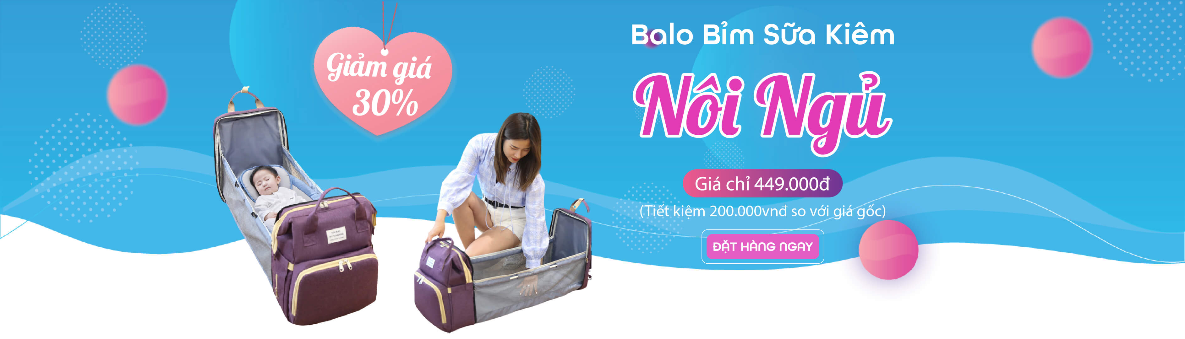 Balo bỉm sữa kiêm nôi ngủ
