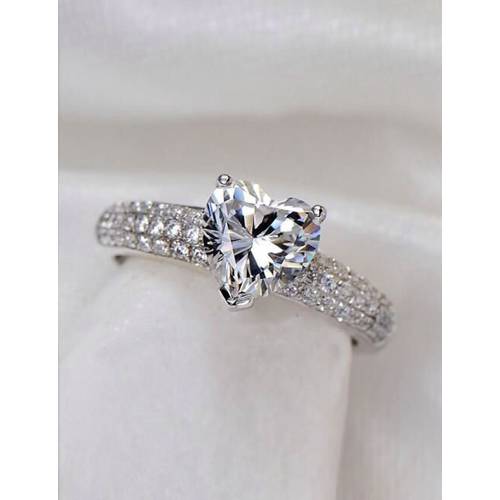 Nhẫn cầu hôn kim cương Moissanite Viền đá tấm lấp lánh - N03