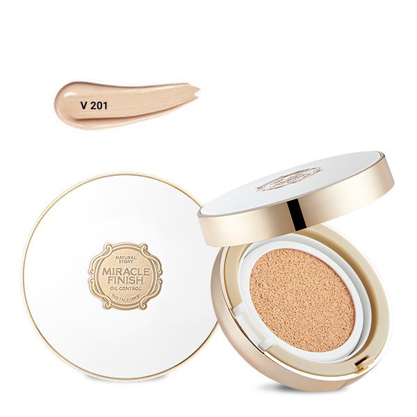 Phấn Nước Kiểm Soát Dầu MIRACLE FINISH OIL CONTROL WATER CUSHION SPF50+ PA+++ V201