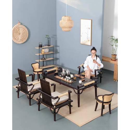Bộ bàn trà ghế Minh song nan cổ