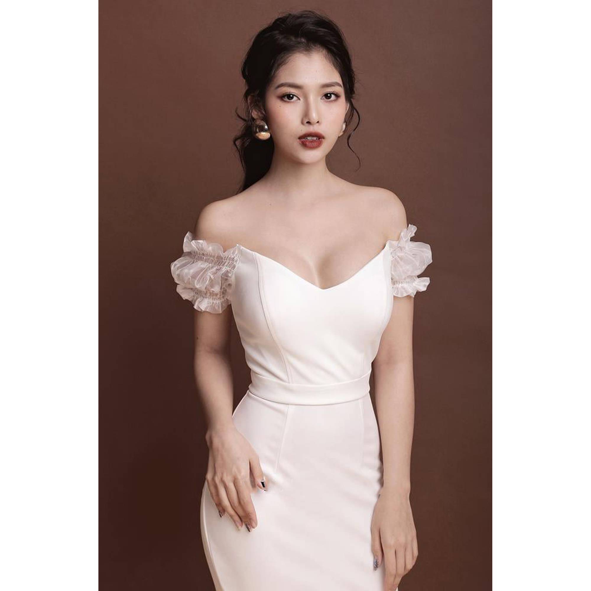 Đầm body cúp tay voan thiết kế cao cấp