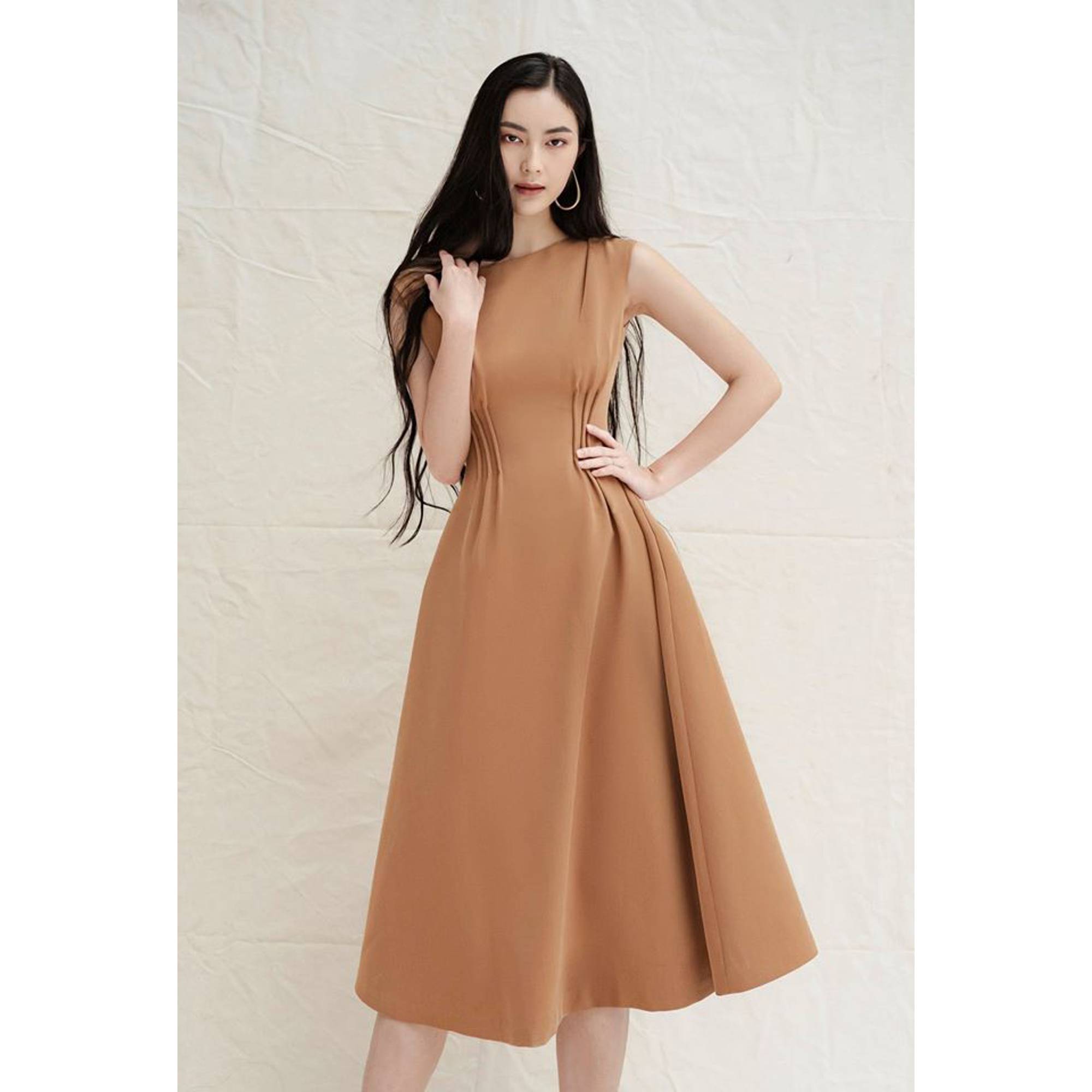 Đầm xòe xếp ly eo thiết kế cao cấp