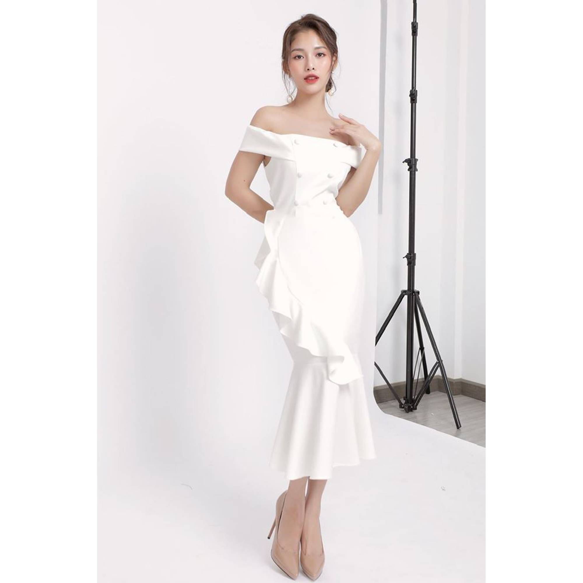 Đầm vai ngang bèo váy thiết kế cao cấp