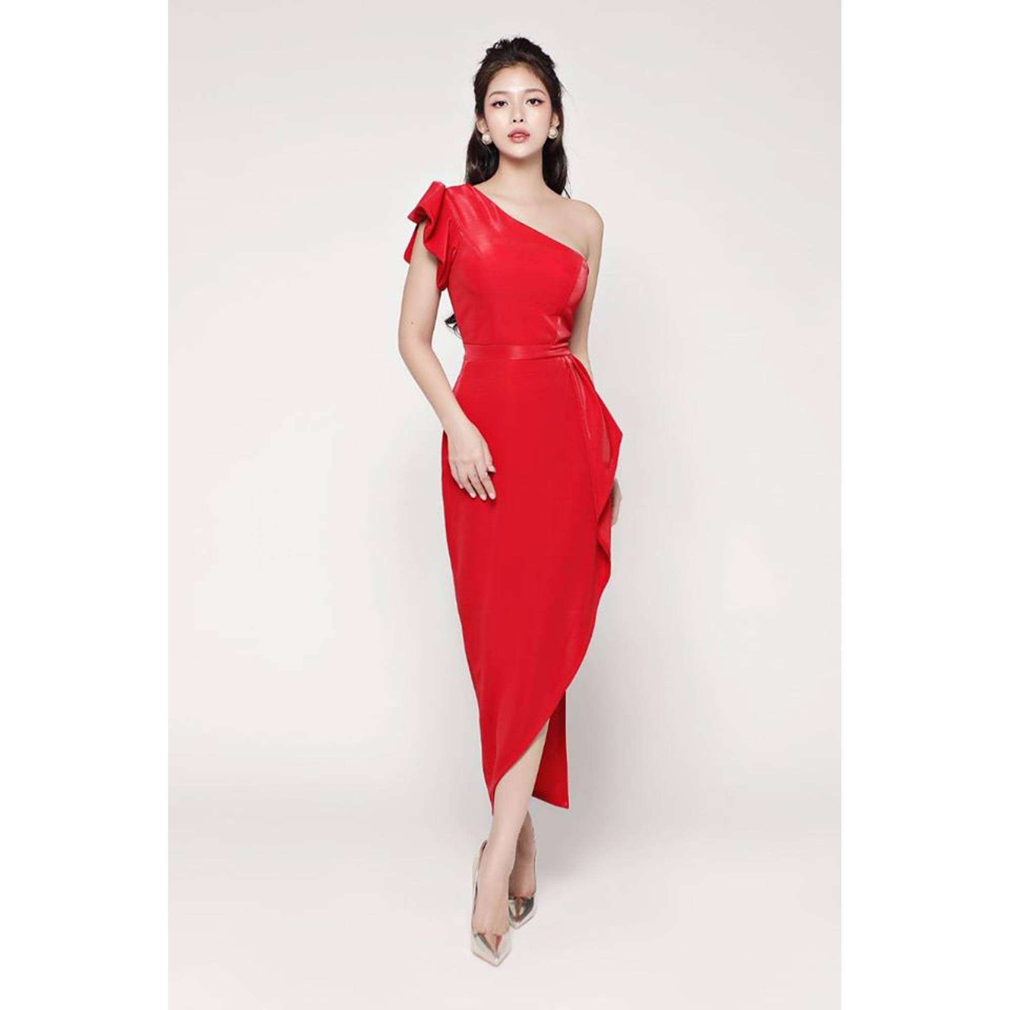 Đầm lệch vai phối bèo váy thiết kế cao cấp