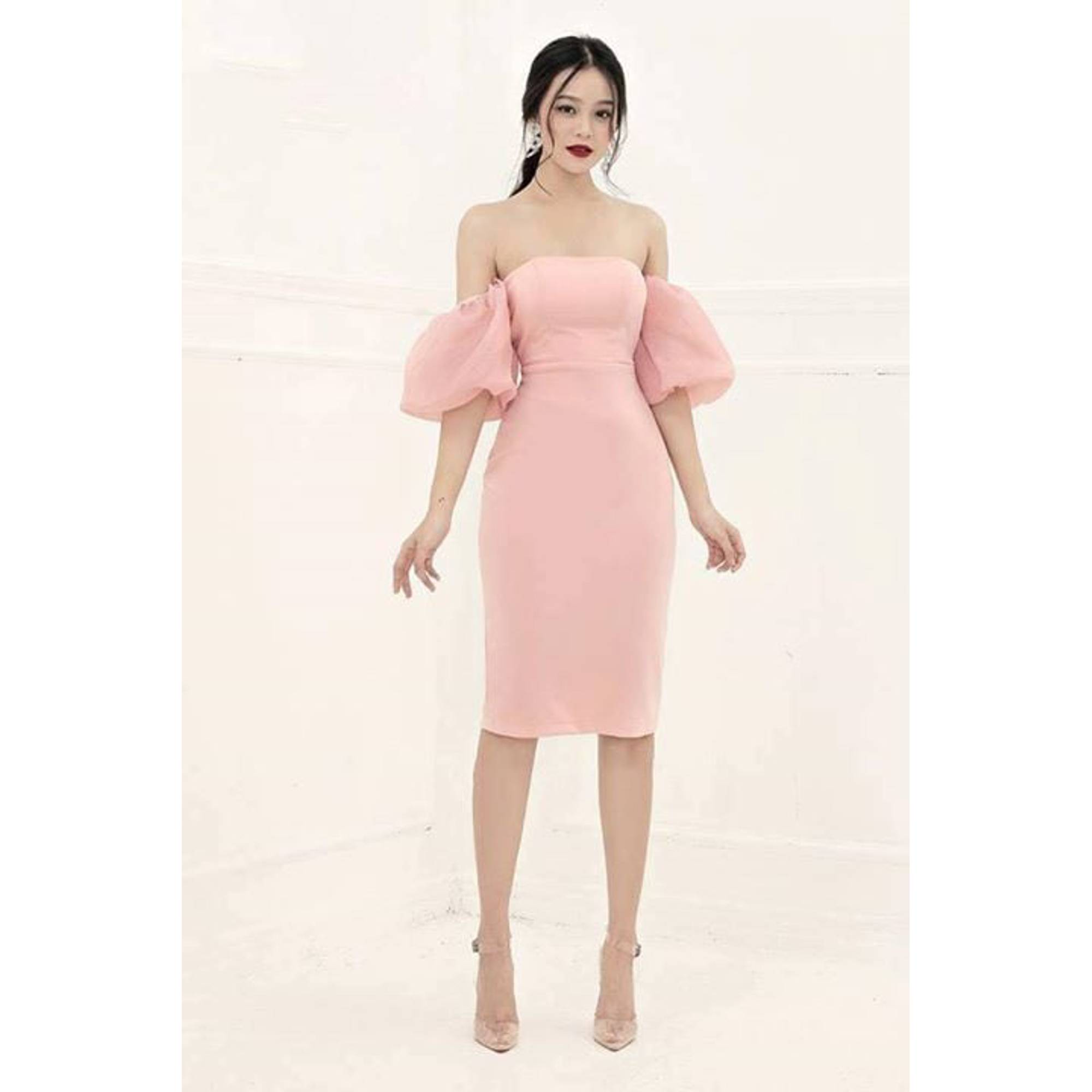 Đầm body cúp tay voan phồng thiết kế cao cấp