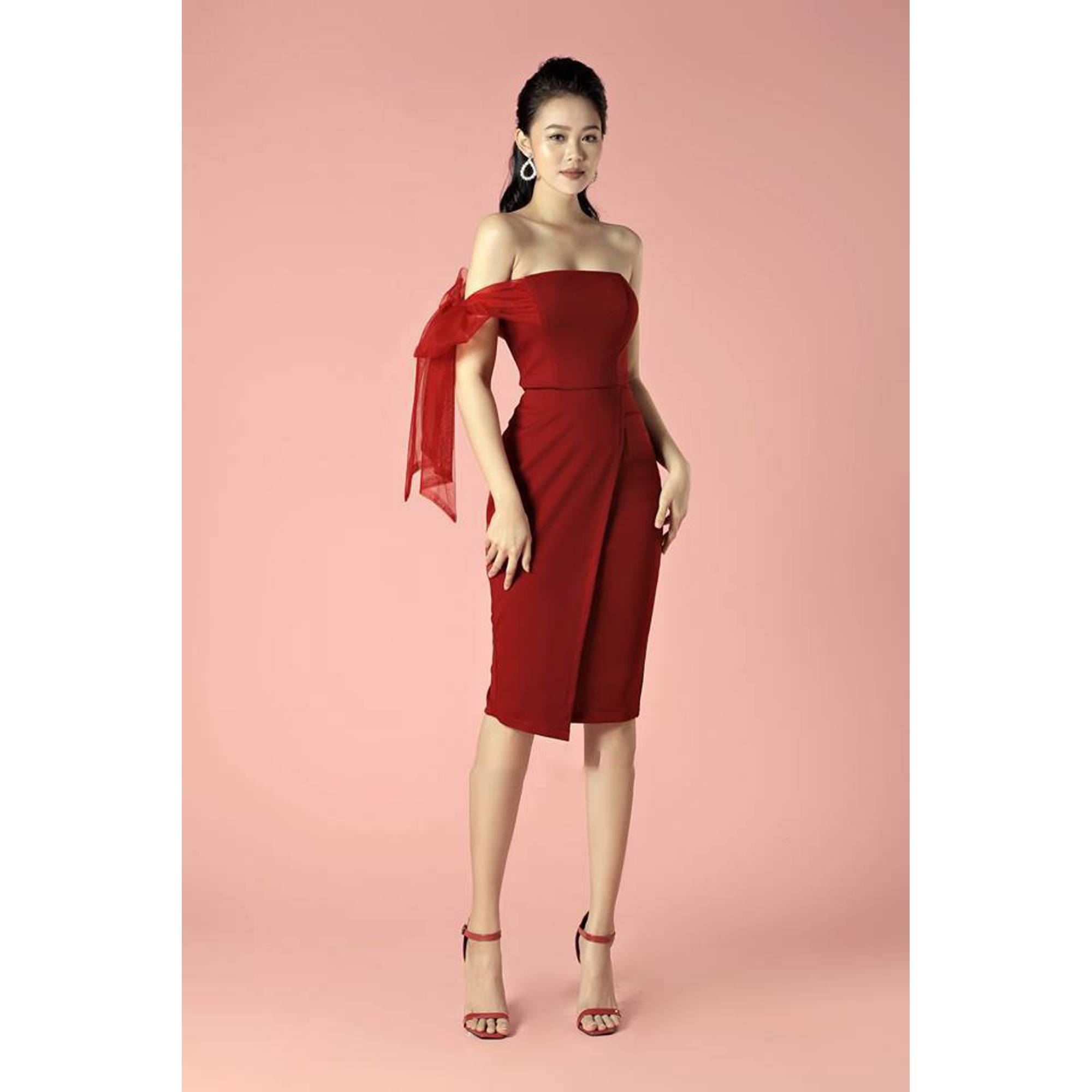 Đầm body cúp nơ vai thiết kế cao cấp