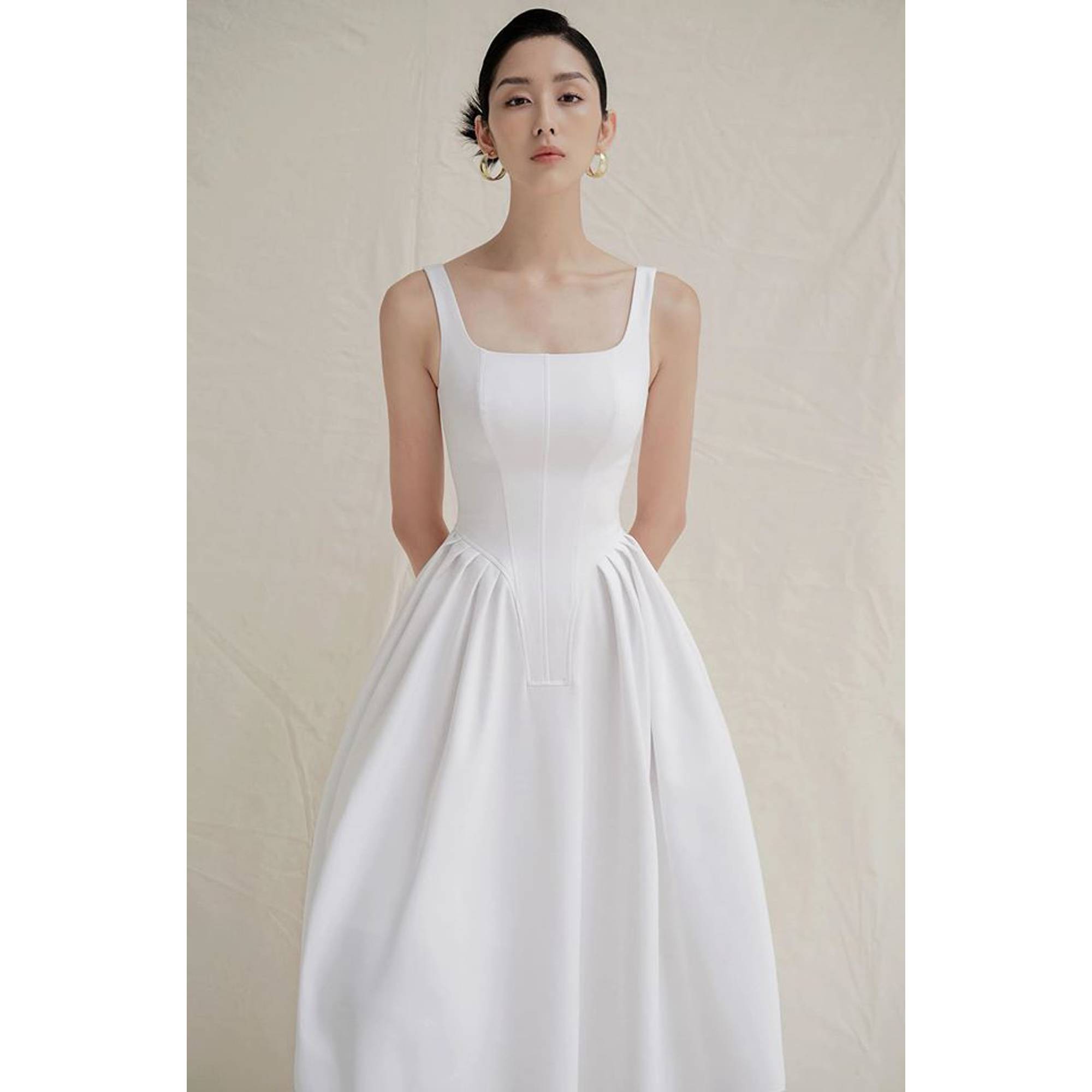Đầm xòe cổ U thiết kế cao cấp