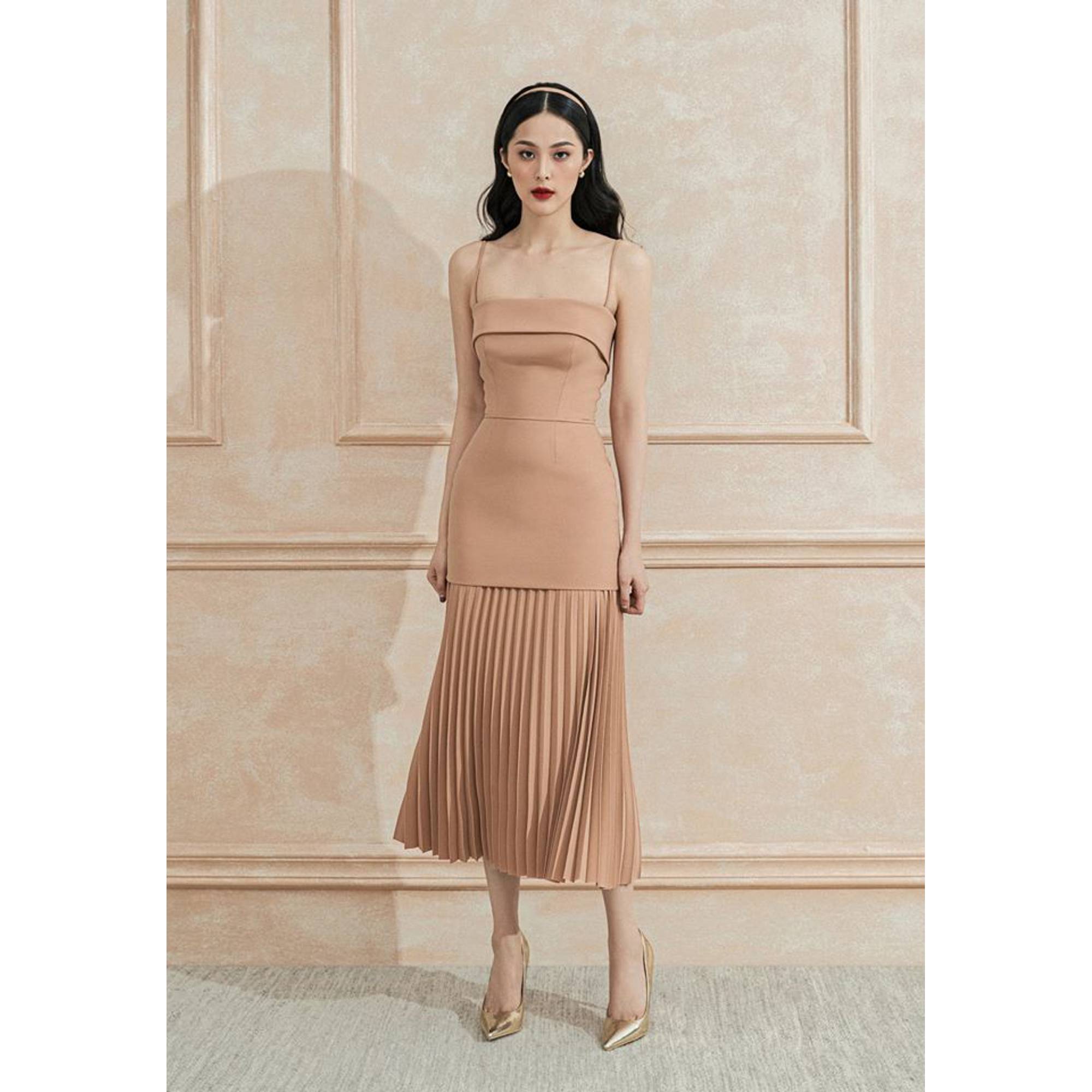 Đầm 2 dây váy xếp ly thiết kế cao cấp