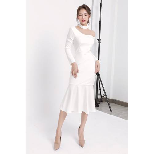 Đầm lệch vai tay dài thiết kế cao cấp