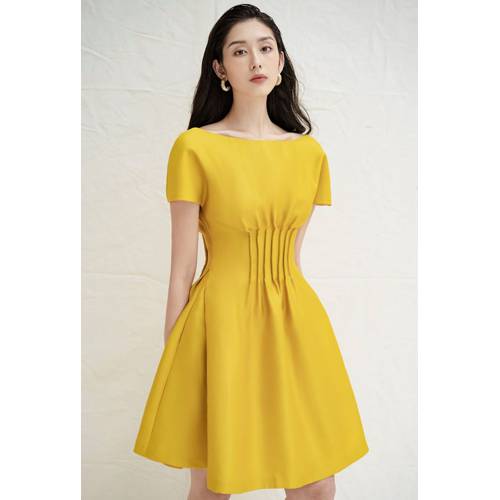 Đầm xòe xếp ly trước thiết kế cao cấp