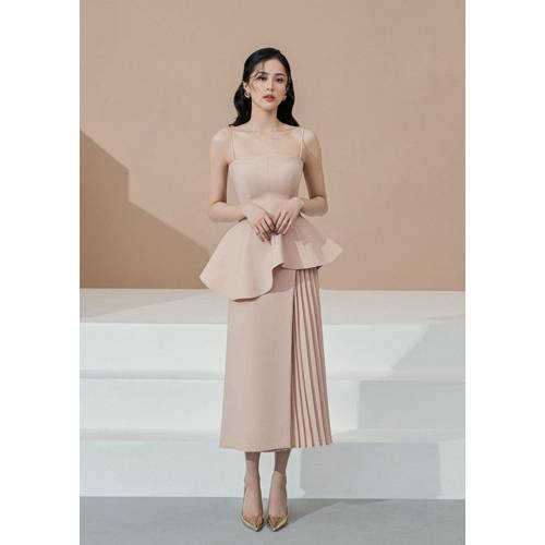 Set áo 2 dây peplum váy dập ly thiết kế cao cấp