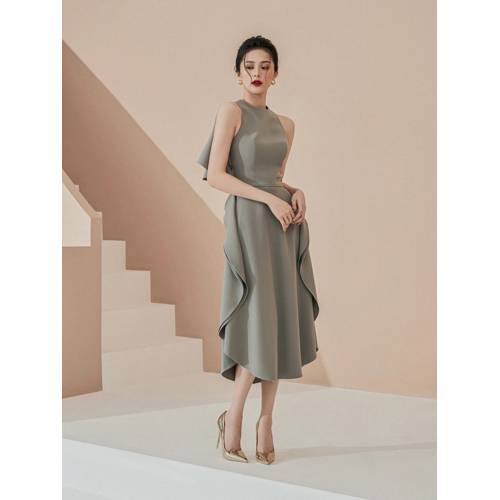 Đầm hở lưng váy bèo hông thiết kế cao cấp