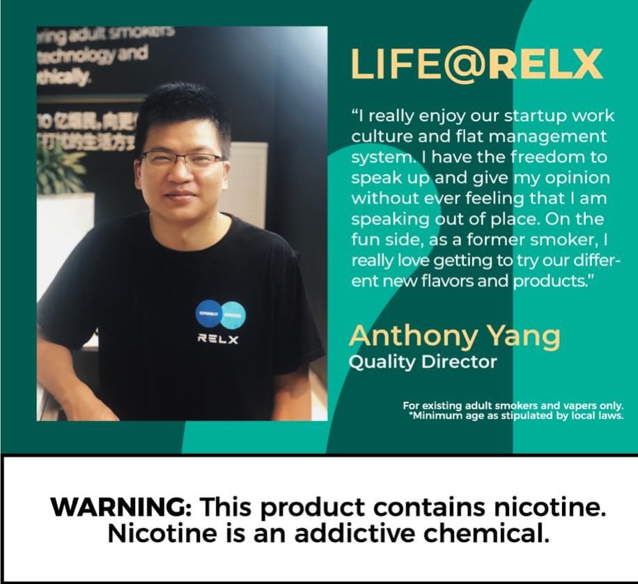 Trên  Life@RELX  những chia sẻ kinh nghiệm của  Gíam đốc Chất lượng Anthony Yang để phát triển sản phẩm Relx