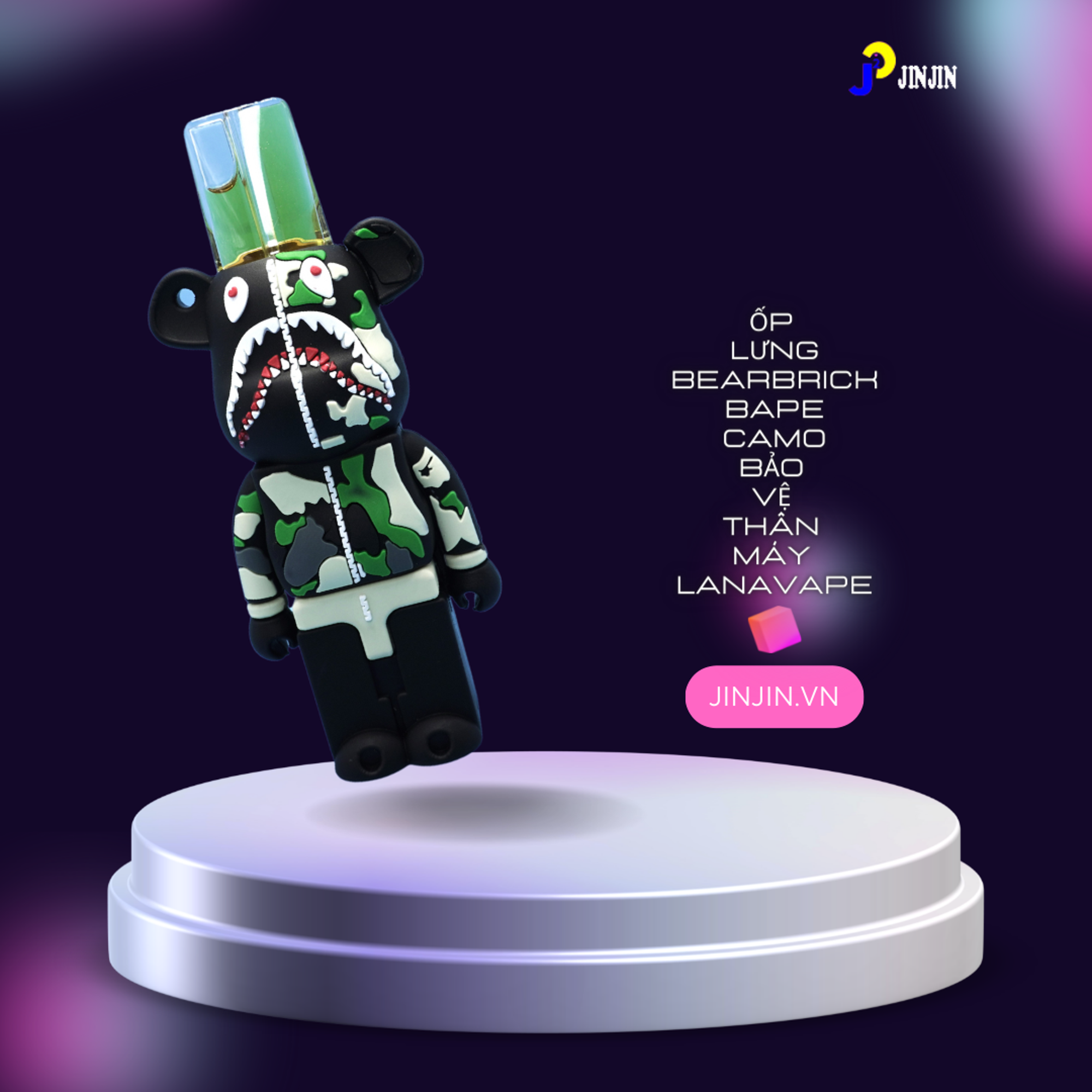 Ốp lưng vape pod Bearbrick x BAPE Camo chống trầy sước thân máy Lanavape