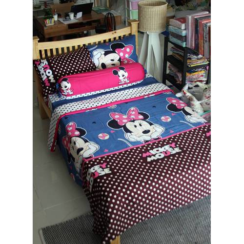 Bộ drap cotton satin bé gái Chuột Mickey ( bộ 4 món )