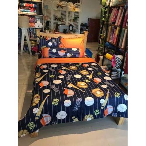 Bộ drap cotton satin bé trai bóng chày ( bộ 4 món )