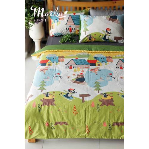 Bộ drap cotton satin cho bé vườn thú ( bộ 4 món )