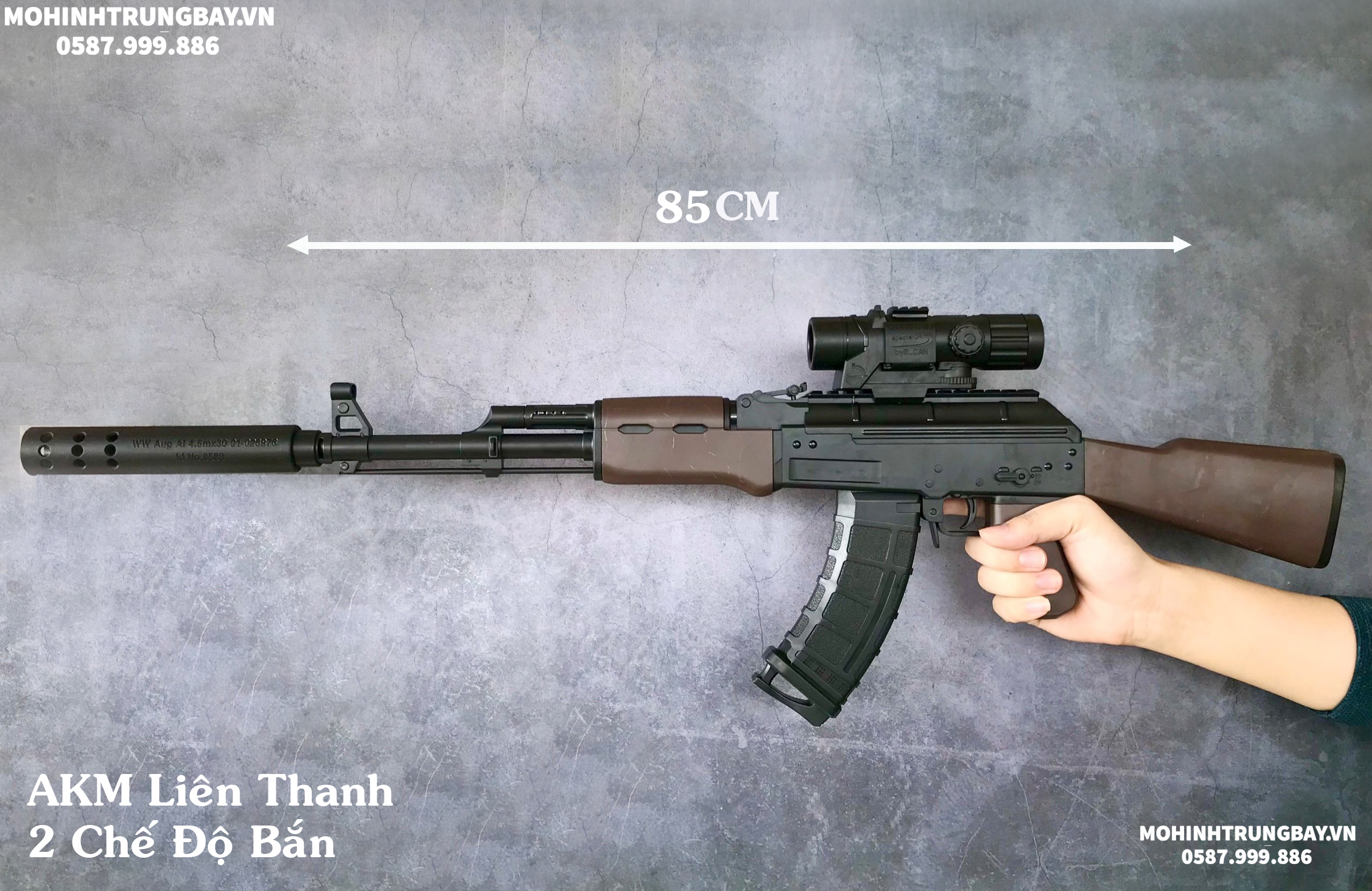 Mô hình súng AKM47 tỉ lệ 11 bản thường bắn đạn thạch