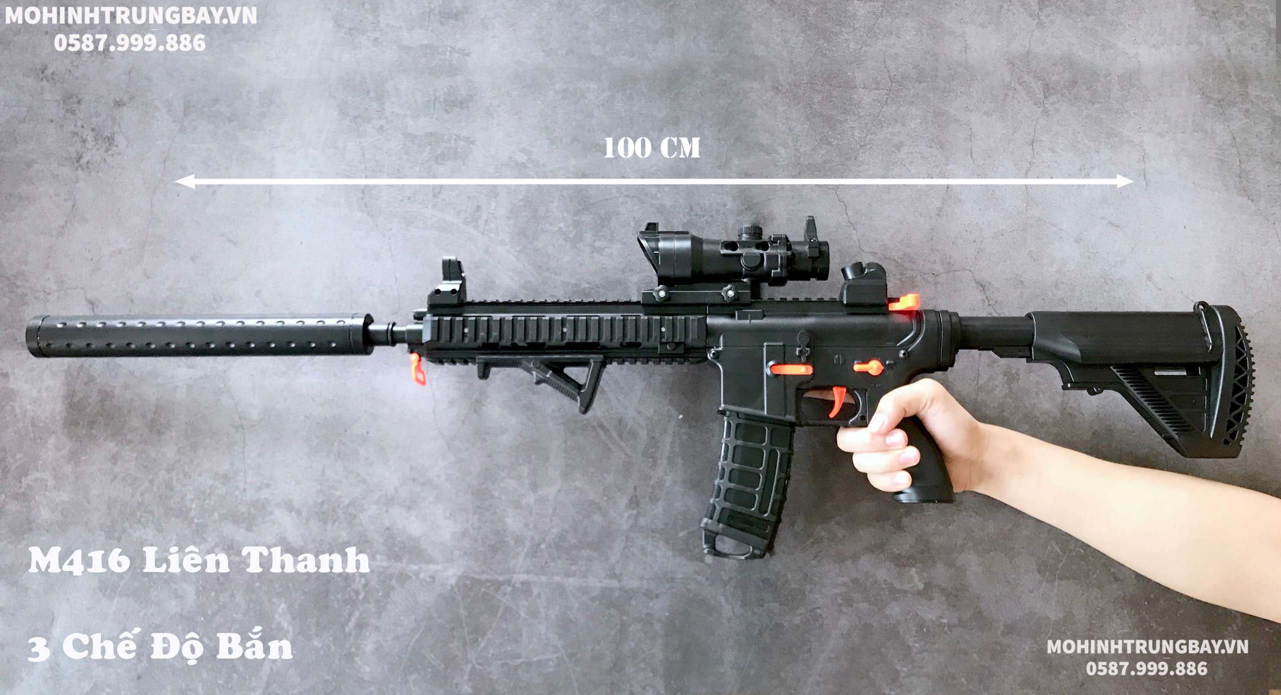 Mô Hình M416 Liên Thanh Bắn Đạn Thạch 105cm Tỉ Lệ 1:1 Có 3 Chế Độ Bắn ...