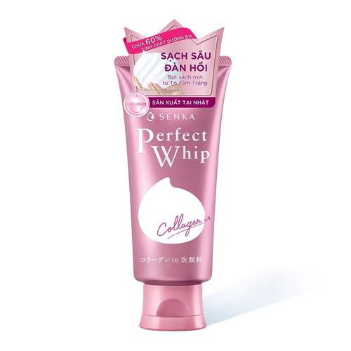 Sữa rửa mặt ẩm mịn săn chắc da Senka Perfect Whip Collagen In