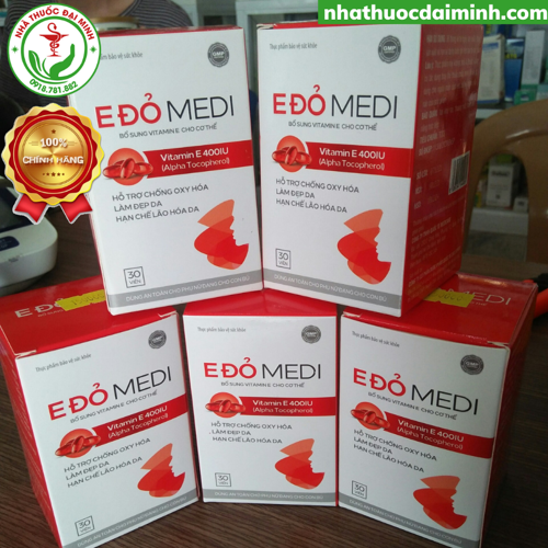 E Đỏ Medi Lọ 30 Viên - Bổ Sung Vitamin E, Chống Oxy Hóa, Hỗ Trợ Đẹp Da