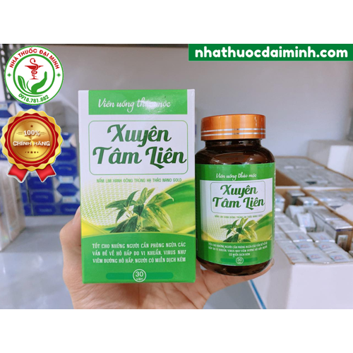 Viên Uống Xuyên Tâm Liên Nấm Lim Xanh Đông Trùng Hạ Thảo Gold Lọ 30 Viên