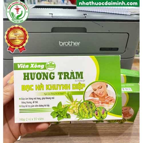 Viên Xông Natural Hương Tràm Bạc Hà Khuynh Diệp Ngải Cứu Thông Đỏ Gừng Sả Chanh Hộp 20 Viên