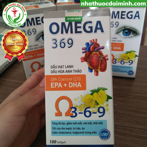 Omega 369 Dầu Hạt Lanh Dầu Hoa Anh Thảo Coenzym Q10 EPA + DHA Lọ 100 Viên
