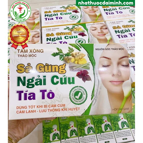 Tắm Xông Thảo Mộc Sả - Gừng - Ngải Cứu - Tía Tô Hộp 240g