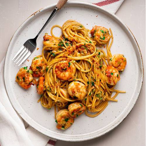 Garlic Prawn Spaghetti
