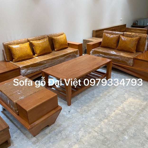 Mẫu sofa gỗ chữ u phổ biến