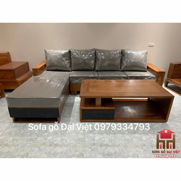 Sofa 1T gỗ hương xám, sang trọng, hiện đại