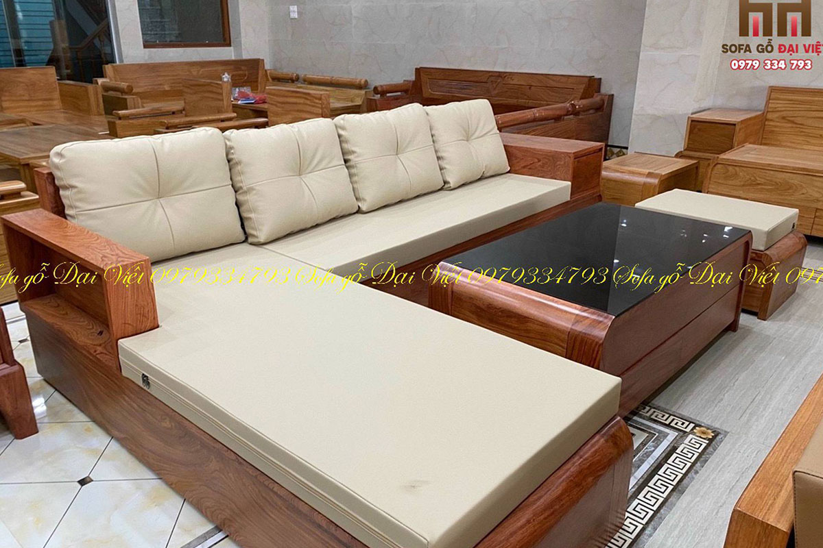 bộ sofa góc gỗ hương làm từ gỗ hương đá