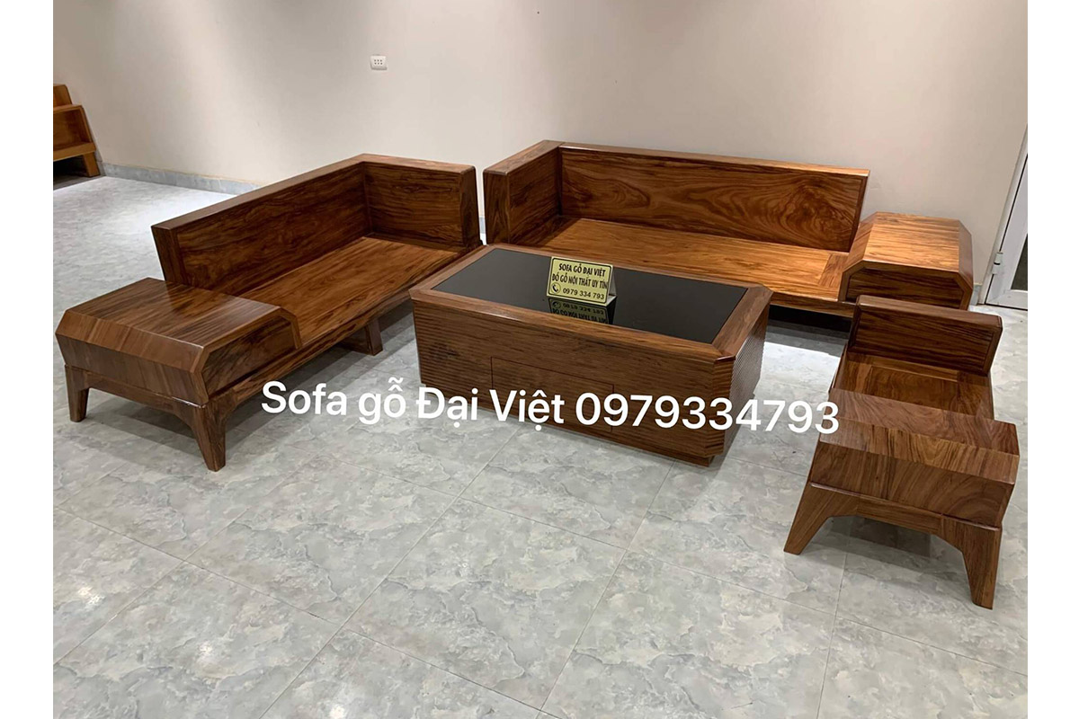 Bộ bàn ghế Sofa gỗ hương xám 2 văng