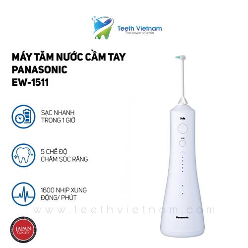 Máy tăm nước cầm tay Panasonic công nghệ siêu âm EW1511 kèm Đầu chỉnh nha - Bảo hành 12 tháng